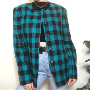 Vintage JOAN LESLIE Gingham Print Button Up Jacket